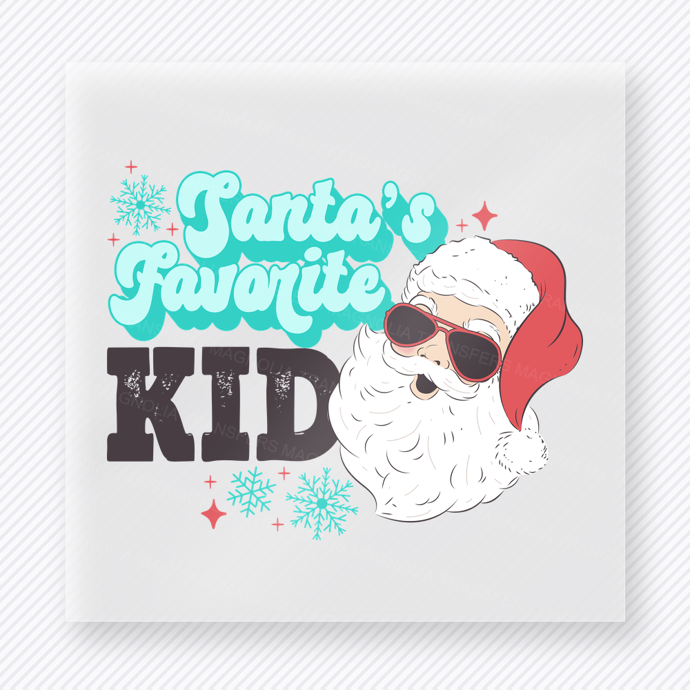 Santa's Favorite Kid Teal Bring Festive Christmas DTF Transfers
