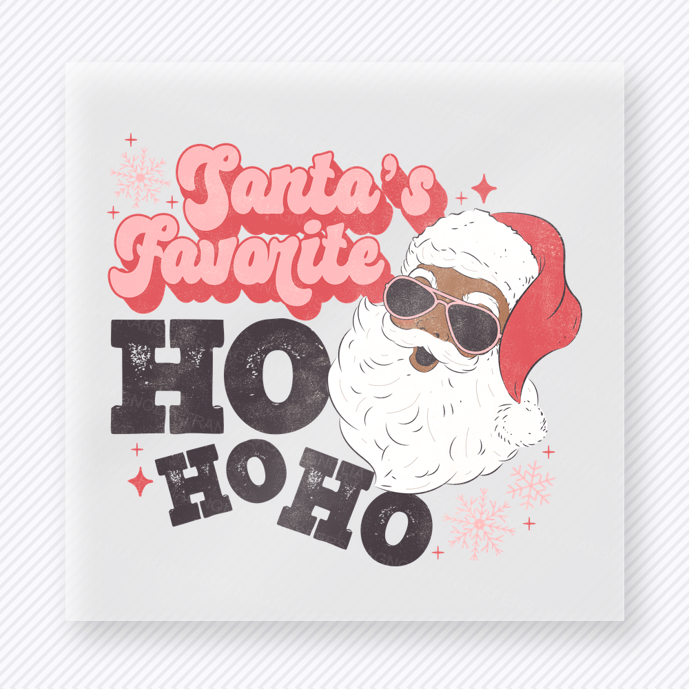 Santa's Favorite Ho Ho Ho Pink Christmas DTF Transfers