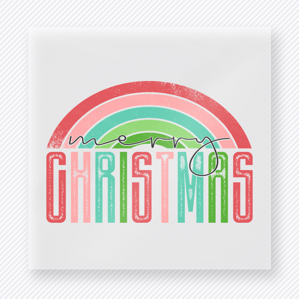 Merry Christmas Rainbow Christmas DTF Transfers