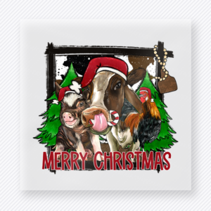 Farm Animal Merry Christmas Christmas DTF Transfers