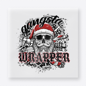 Gangsta Wrappin Santa Skull Christmas DTF Transfers