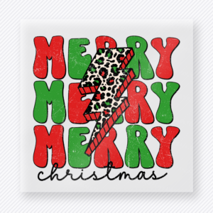 Merry Merry Merry Christmas Leopard Lightning Christmas DTF Transfers