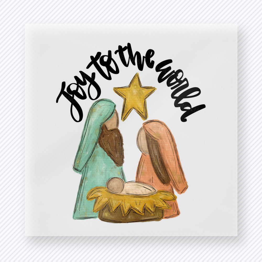 Joy To The World Nativity Bring Festive Christmas DTF Transfers