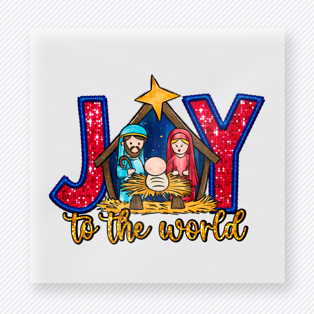 Joy To The World Nativity Bring Festive Christmas DTF Transfers