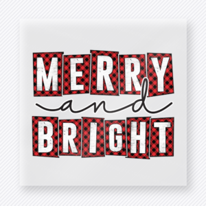 Merry And Bright Buffalo Plaid Christmas DTF Transfers