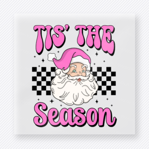 Tis The Season Pink Checkerboard Christmas DTF Transfers
