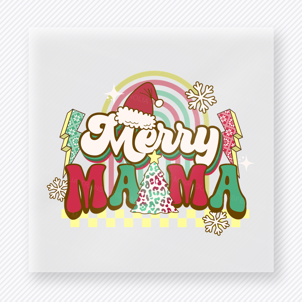 Merry Mama Rainbow Bring Festive Christmas DTF Transfers
