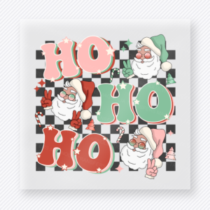 Ho Ho Ho Santa Checkerboard Bring Festive Christmas DTF Transfers