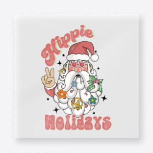 Hippie Holidays Santa Peace Sign Christmas DTF Transfers