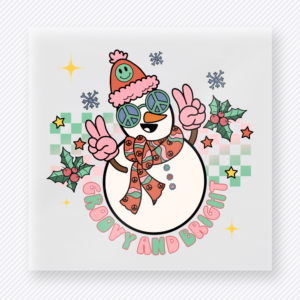 Stay Groovy Snowman Peace Sign Christmas DTF Transfers