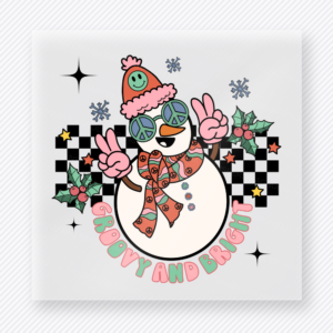Stay Groovy Snowman Checkerboard Bring Festive Christmas DTF Transfers
