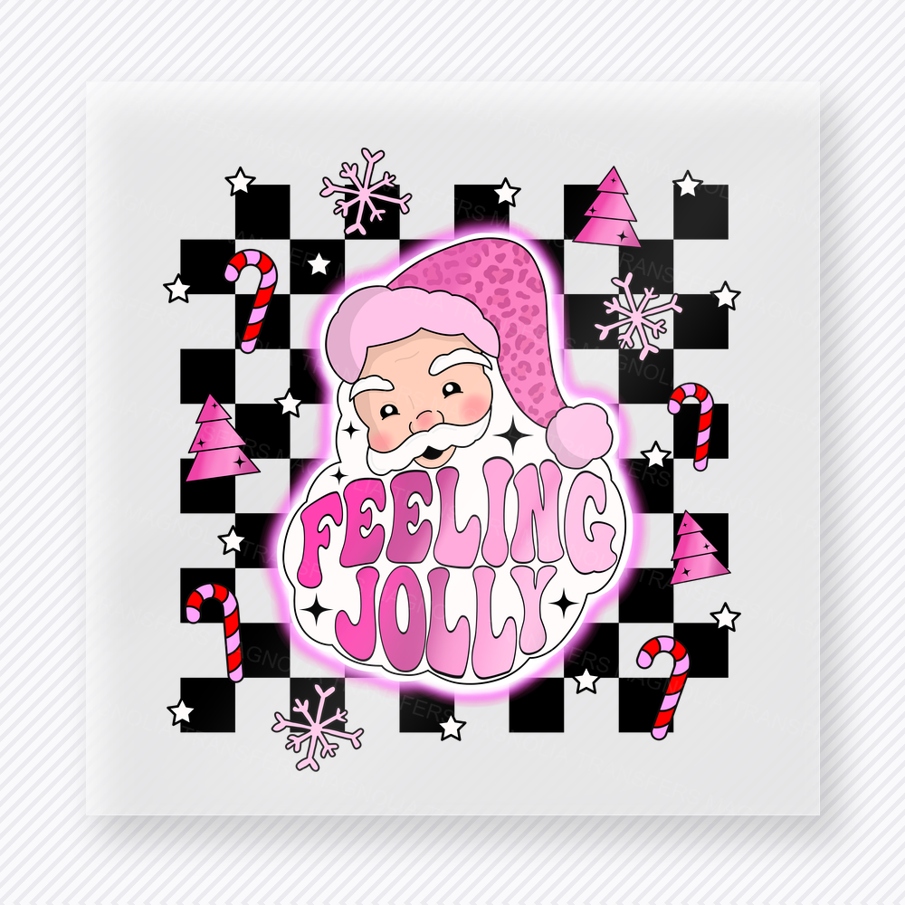 Feeling Jolly Checkerboard Santa Bring Festive Christmas DTF Transfers