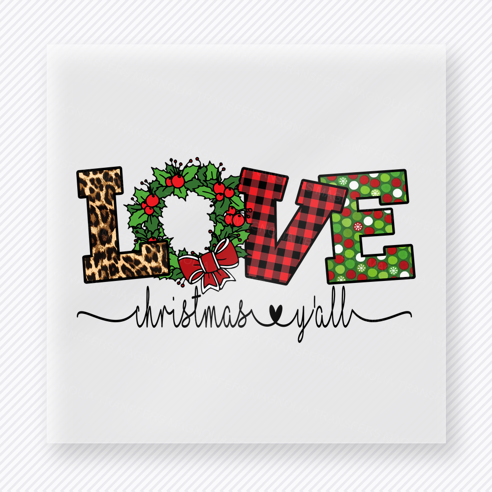 Love Christmas Leopard Plaid Christmas DTF Transfers