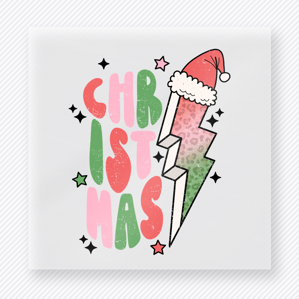 Pastel Christ Mas Lightning Bring Festive Christmas DTF Transfers