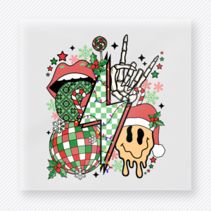 Rock And Roll Christmas Collage Christmas DTF Transfers