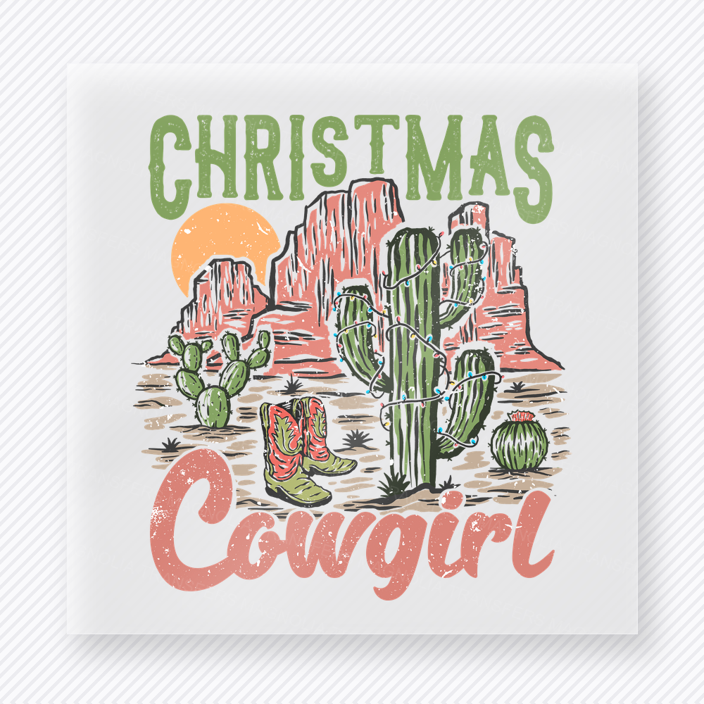 Christmas Cowgirl Desert Bring Festive Christmas DTF Transfers