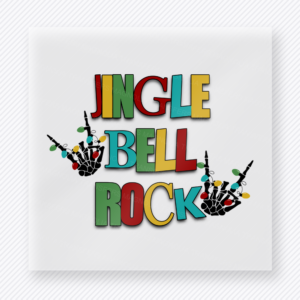 Jingle Bell Rock Christmas DTF transfer featuring a colorful jingle bell rock design with holly and Christmas lettering