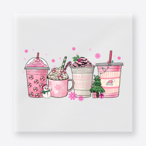 Pink Christmas Drink Cups Christmas DTF Transfers