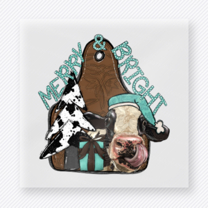 Merry Christmas Cow Tag Christmas DTF Transfers