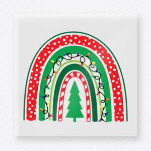 Christmas Rainbow Arch Christmas DTF transfer with lights and tree