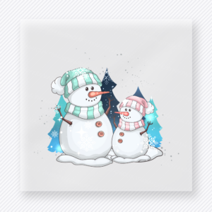 Snowman Duo Christmas DTF transfer with bundled snowmen in winter scene