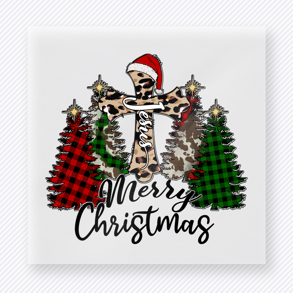 Merry Christmas Skeleton Trees Christmas DTF transfer with skeleton and plaid trees