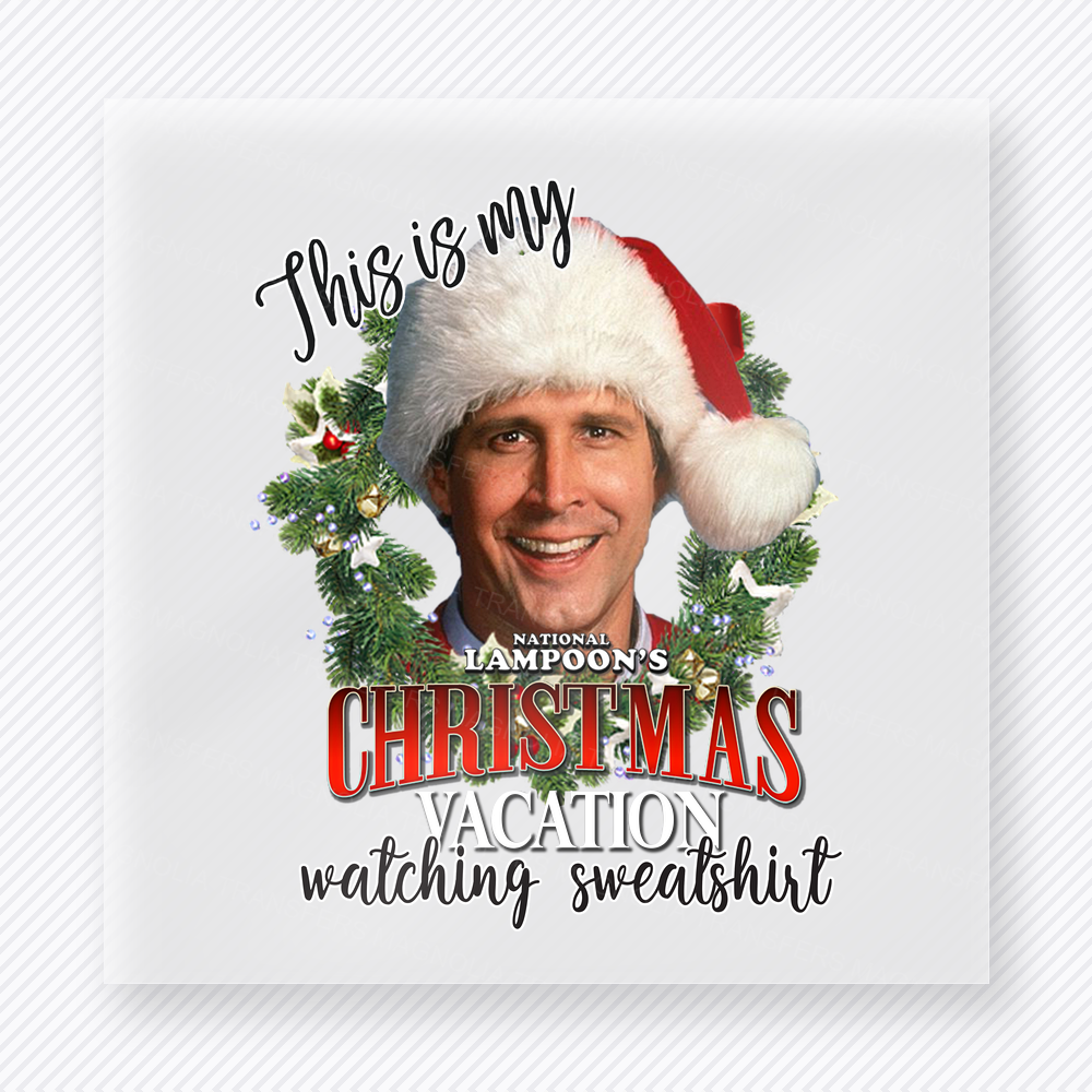 Christmas Vacation Watching Sweatshirt Christmas DTF transfer with festive portrait design