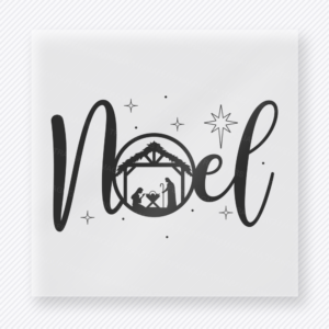 Noel Nativity Christmas DTF transfer with manger scene in script lettering