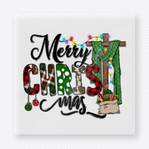 Merry Christmas Tree Truck Christmas DTF transfer with decorated pickup and tree