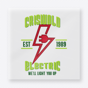 Griswold Electric Christmas DTF transfer with lightning bolt and retro lettering