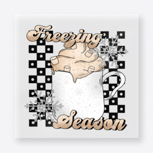 Freezing Season Christmas DTF transfer with iced drink and checker accents