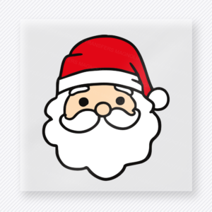 Simple Santa Face Christmas DTF transfer with outlined Santa graphic
