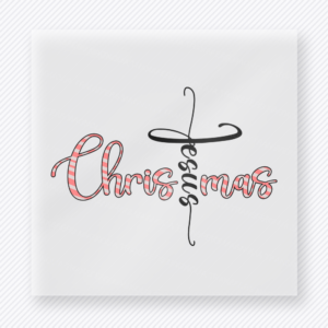 Cross Christmas Christmas DTF transfer with script lettering and cross silhouette