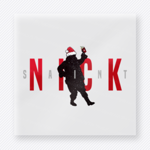 Santa Snark Silhouette Christmas DTF transfer with Santa Snark lettering with a red Santa silhouette worked into bold modern letters