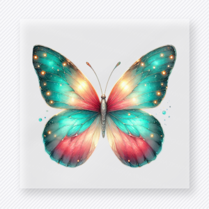 Teal coral butterfly glow DTF transfer with blended wing color