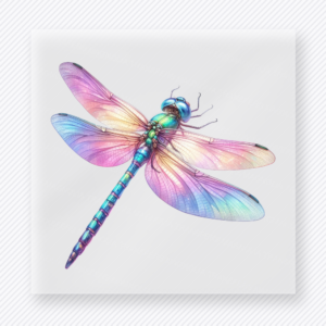 Pastel dragonfly soft glow DTF transfer with lavender and aqua wings