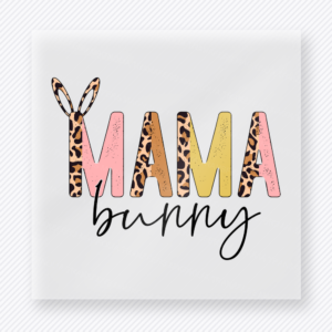 Mama Bunny Leopard Easter DTF transfer mockup with Mama Bunny lettering with leopard pattern and bunny ears