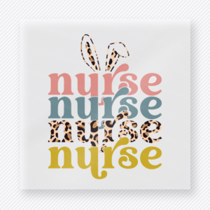 Nurse Stacked Pastel Leopard Easter DTF transfer mockup with stacked Nurse lettering in pastel colors with leopard accents
