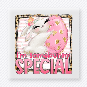 Im Somebunny Special Easter DTF transfer mockup with Im Somebunny Special wording with bunny and Easter egg