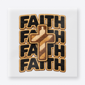 Faith cross Christian DTF transfer with bold stacked lettering