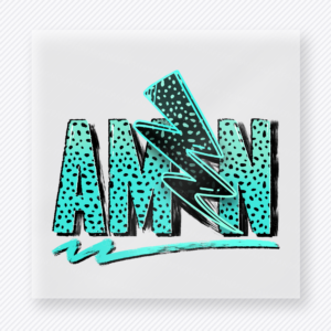 Teal Polka Dot Amen Lightning Bolt Christian DTF transfer