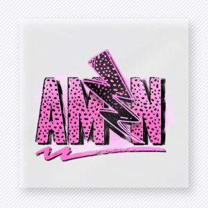 Hot Pink Amen Lightning Bolt Christian DTF transfer