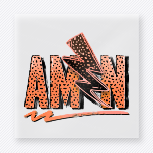 Coral Amen Lightning Bolt Christian DTF transfer