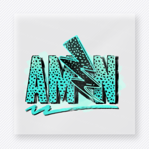 Turquoise Amen Lightning Bolt Christian DTF transfer