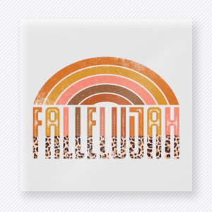 Fallelujah A Distressed Retro Rainbow fall and Thanksgiving DTF transfer featuring with a distressed retro rainbow