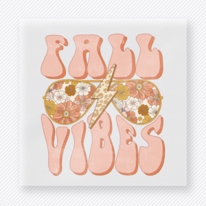 Fall Vibes Chunky Floral Retro Lettering fall and Thanksgiving DTF transfer featuring in chunky floral retro lettering