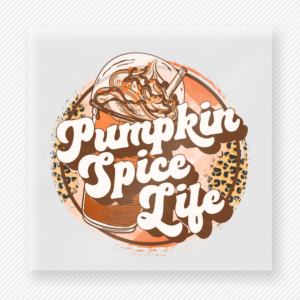 Pumpkin Spice Life A Cozy Drink And Leopard fall and Thanksgiving DTF transfer featuring with a cozy drink and leopard accents