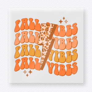 Fall Vibes Repeated With A Lightning Bolt fall and Thanksgiving DTF transfer featuring repeated with a lightning bolt accent