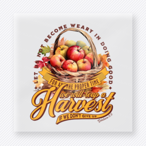 Harvest Vintage Basket With Layered Fall fall and Thanksgiving DTF transfer featuring a vintage harvest basket design with layered fall produce