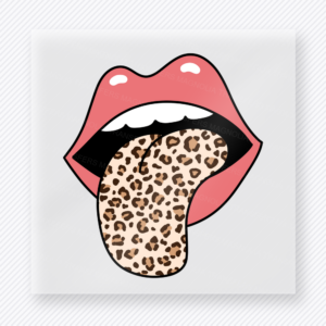 Leopard Tongue Lips fall and Thanksgiving DTF transfer featuring a leopard tongue lips design with bold fall styling